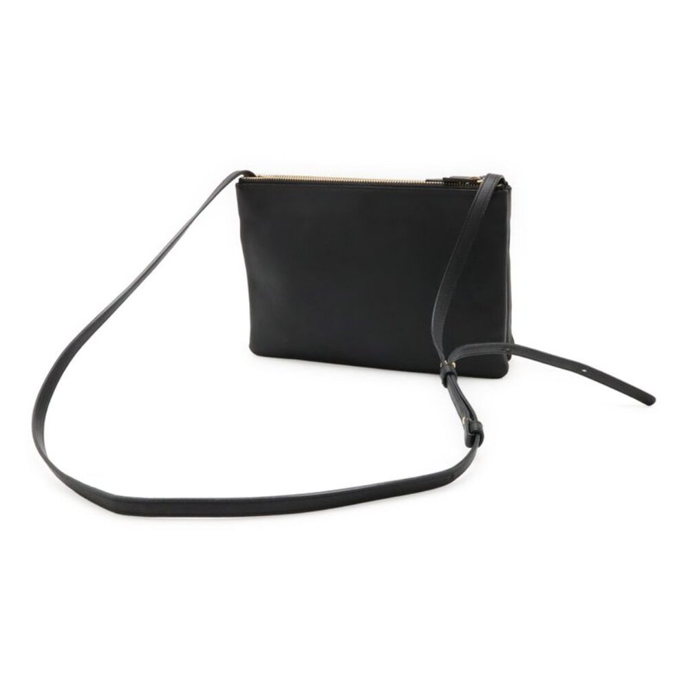 Celine Trio Large Shoulder Bag Pochette Crossbody Pouch Leather Black Silver - Picture 2 of 8